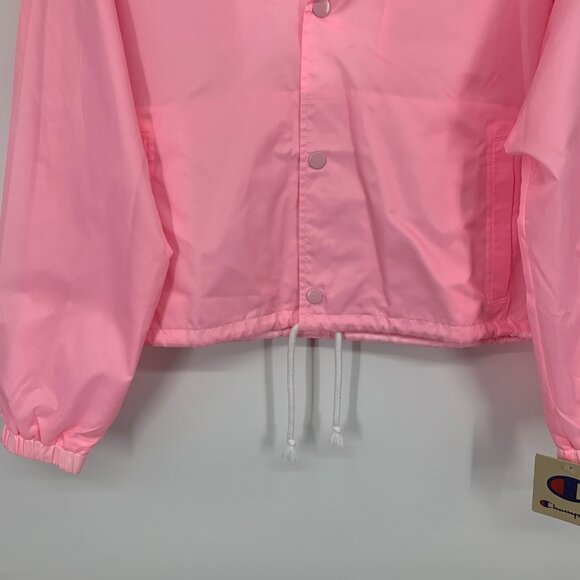 Champion Jacket Cropped Windbreaker Pink Snap Button Coach - Picture 6 of 12